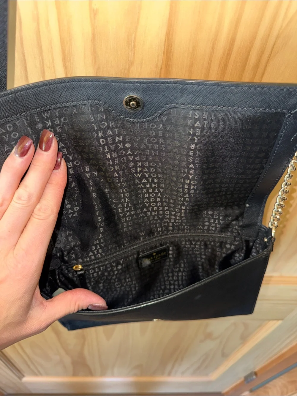 Kate Spade Leather Crossbody with Gold Chain